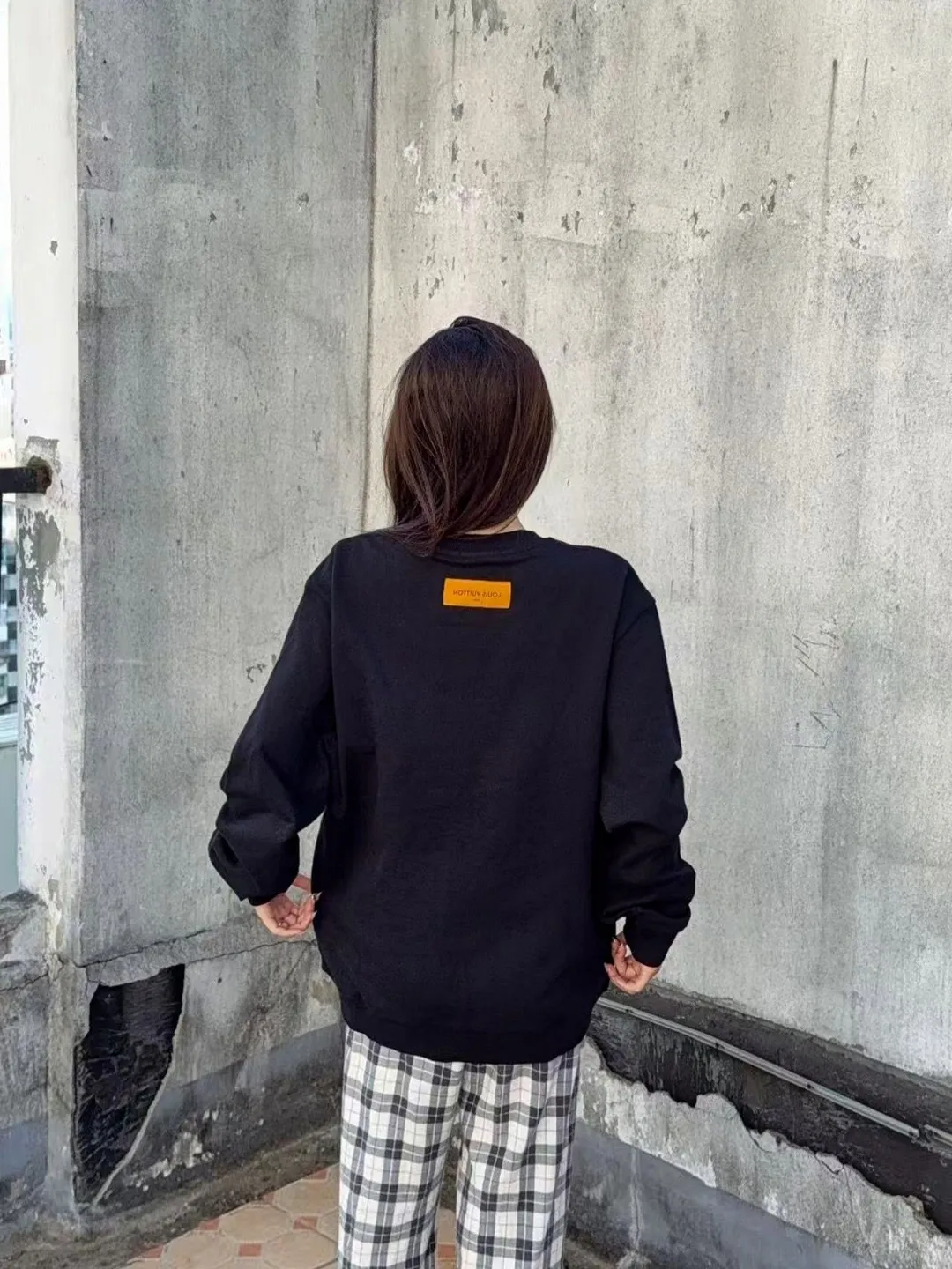 Louis Vuitton/Louis Vuitton 25Fw cursive signature letter print crew neck sweatshirt